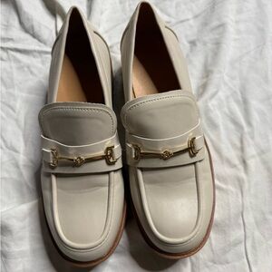 Elegant Cream Loafers with Gold Accent